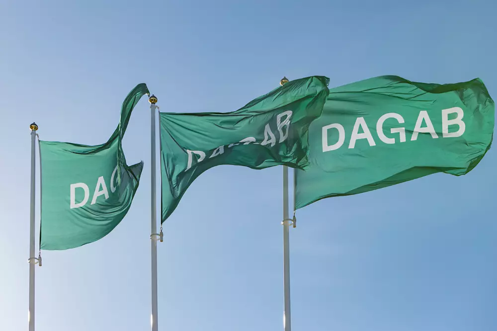 Dagabs varumärke på flaggor